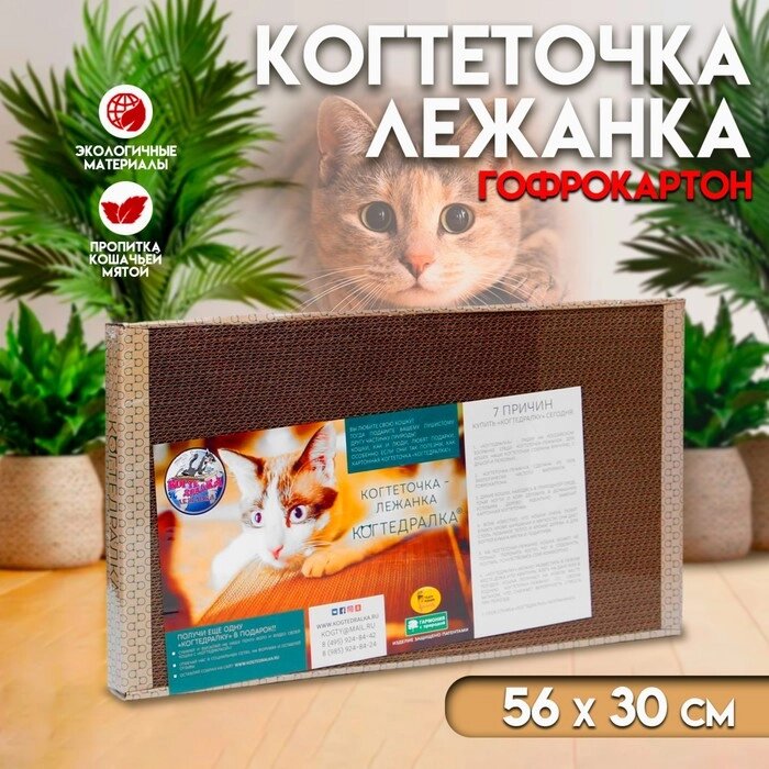Домашняя когтеточка-лежанка для кошек, 56  30 см от компании Интернет - магазин Flap - фото 1