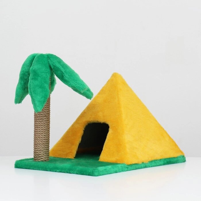 Домик для кошек "Пирамидка", с когтеточкой "Пальма", 38 х 40 х 61 см от компании Интернет - магазин Flap - фото 1