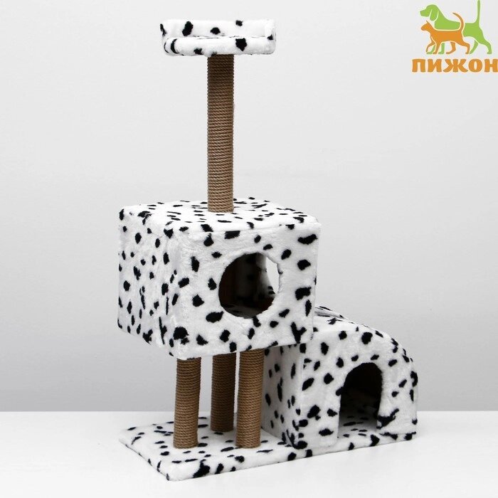 Домик для кошек с когтеточкой  "Двухуровневый", 72 х 37 х 110 см, джут, далматинец от компании Интернет - магазин Flap - фото 1
