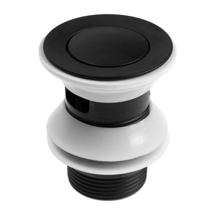 Донный клапан ZEIN, 1 1/4", маленькая кнопка, с переливом, для раковины, черный от компании Интернет - магазин Flap - фото 1