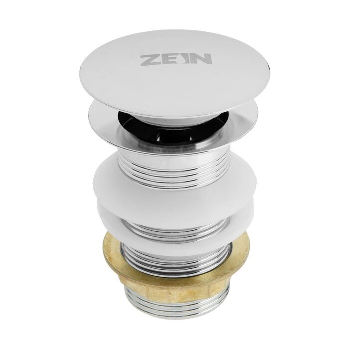 Донный клапан ZEIN B2, 1 1/4", большая кнопка, для раковины, хром от компании Интернет - магазин Flap - фото 1
