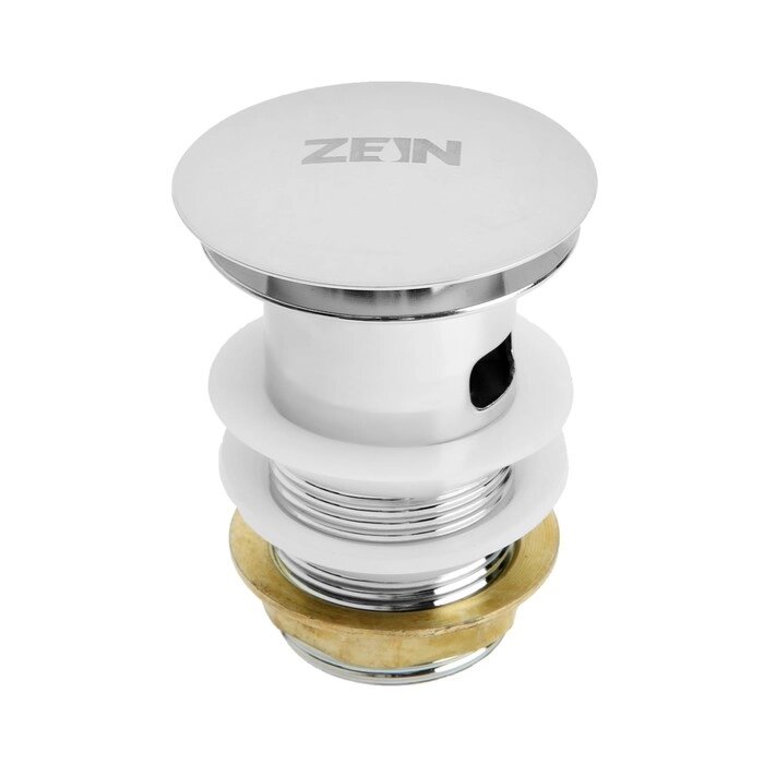 Донный клапан ZEIN BP2, 1 1/4", большая кнопка, с переливом, для раковины, хром от компании Интернет - магазин Flap - фото 1