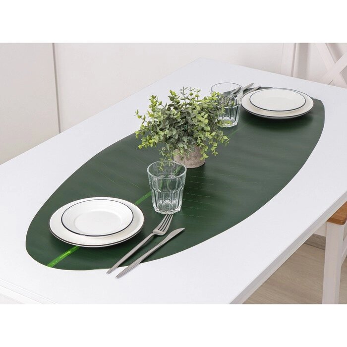 Дорожка для стола «Лист», 10646 см, цвет зелёный от компании Интернет - магазин Flap - фото 1