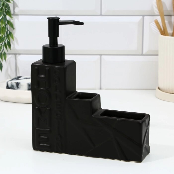 Дозатор для моющего средства, черный,19,5 х 16,5 х 4,5 см от компании Интернет - магазин Flap - фото 1