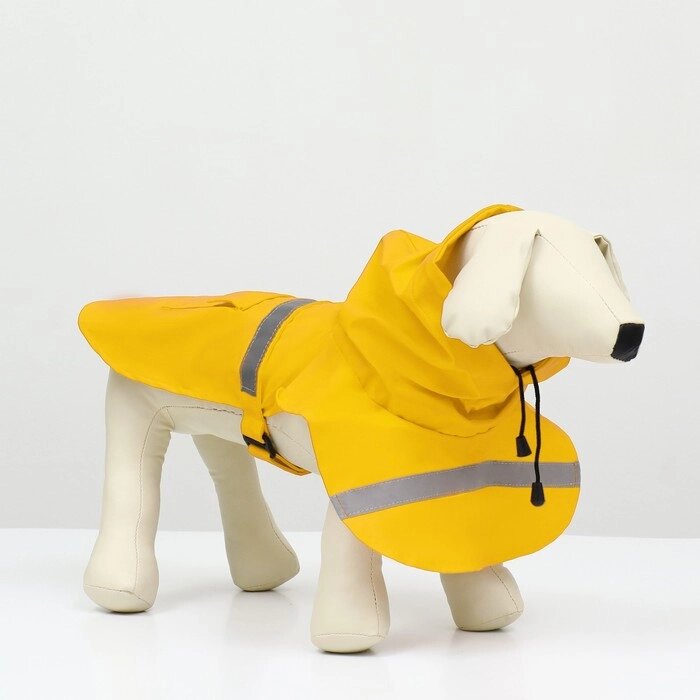Дождевик для собак, размер М (ДС 25-30, ОГ 33-35, ОШ 21-25 см), жёлтый от компании Интернет - магазин Flap - фото 1