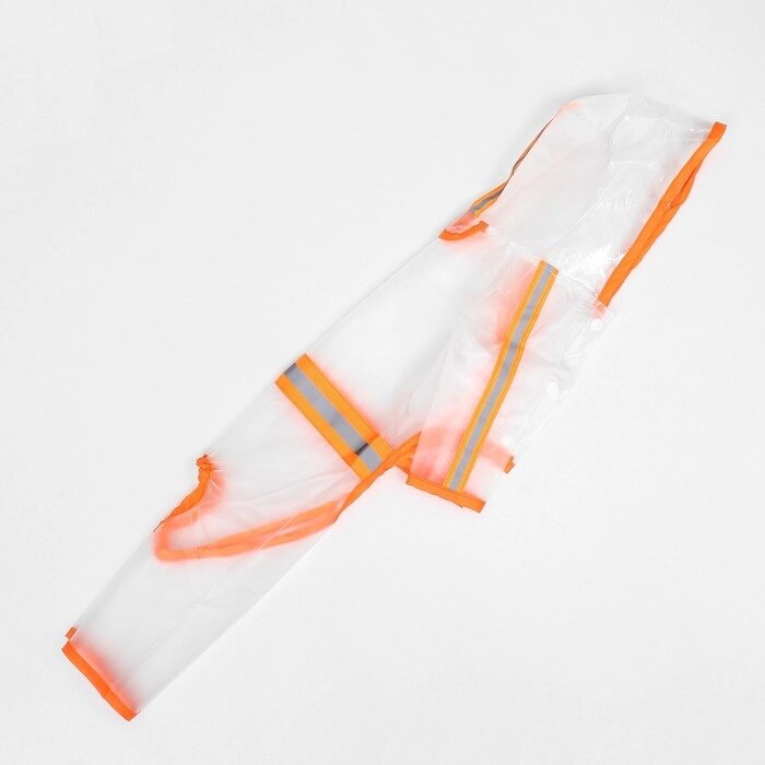 Дождевик-комбинезон для собак, р-р M (ДС 30, ОГ 42 см, вес 5-8 кг), прозрачный-оранжевый от компании Интернет - магазин Flap - фото 1