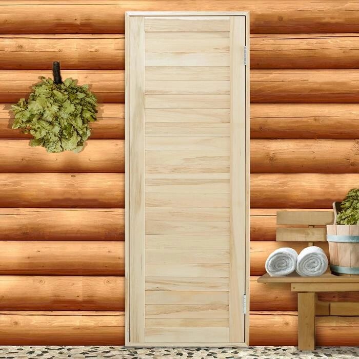 Дверь для бани и сауны из шпунтованной доски, ЛИПА Эконом, 190х70 см от компании Интернет - магазин Flap - фото 1