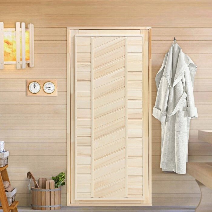 Дверь для бани и сауны, размер коробки 170х80 см, универсальная липа от компании Интернет - магазин Flap - фото 1