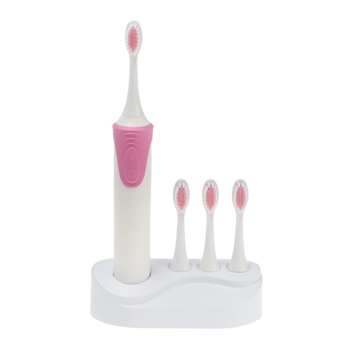 Электрическая зубная щётка Luazon LP-009, вибрационная, 8500 дв/мин, 4 насадки, 2хАА, розовая от компании Интернет - магазин Flap - фото 1