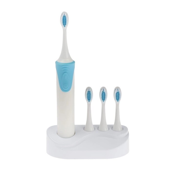 Электрическая зубная щётка Luazon LP-009, вибрационная, 8500 дв/мин, 4 насадки, 2хАА, синяя от компании Интернет - магазин Flap - фото 1