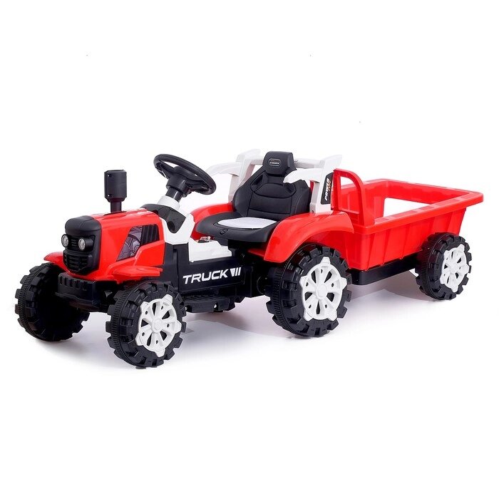 Электромобиль «Трактор», с прицепом, 2 мотора, цвет красный от компании Интернет - магазин Flap - фото 1