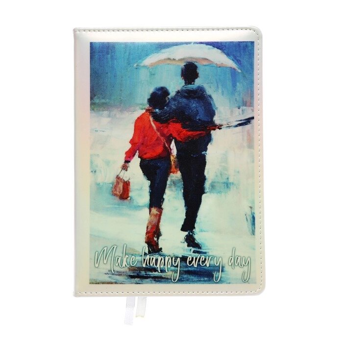 Ежедневник недатированный A5, 160 листов, deVENTE. Couple with umbrella, твёрдая обложка из искусственной кожи с от компании Интернет - магазин Flap - фото 1