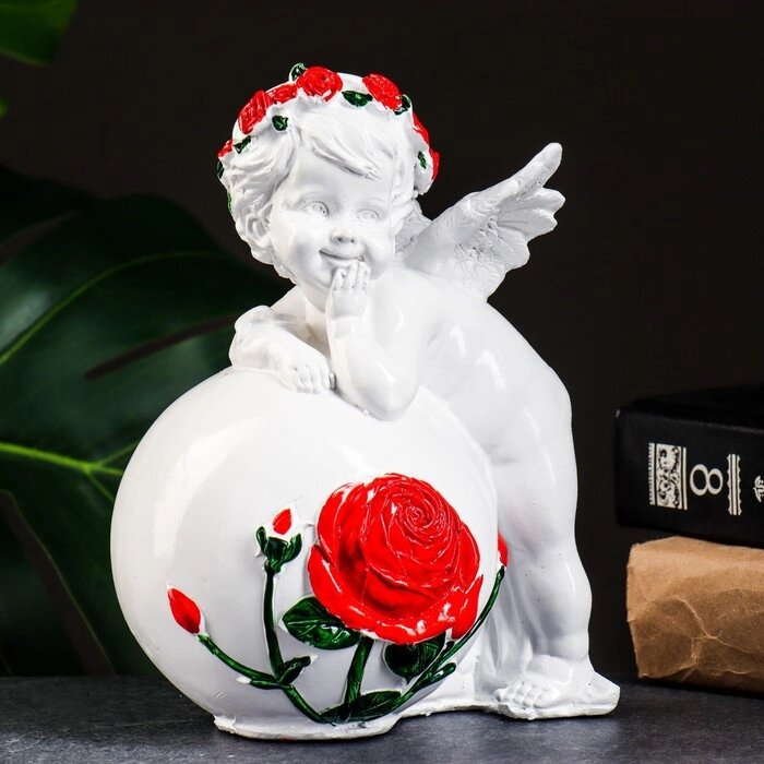 Фигура "Ангел на шаре с розой" 18х14см от компании Интернет - магазин Flap - фото 1