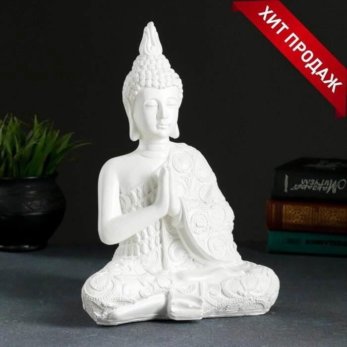Фигура "Будда средний" белый, 12х20х29см от компании Интернет - магазин Flap - фото 1
