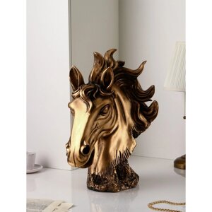 Фигура «Голова коня», полистоун, 51 см, цвет золото