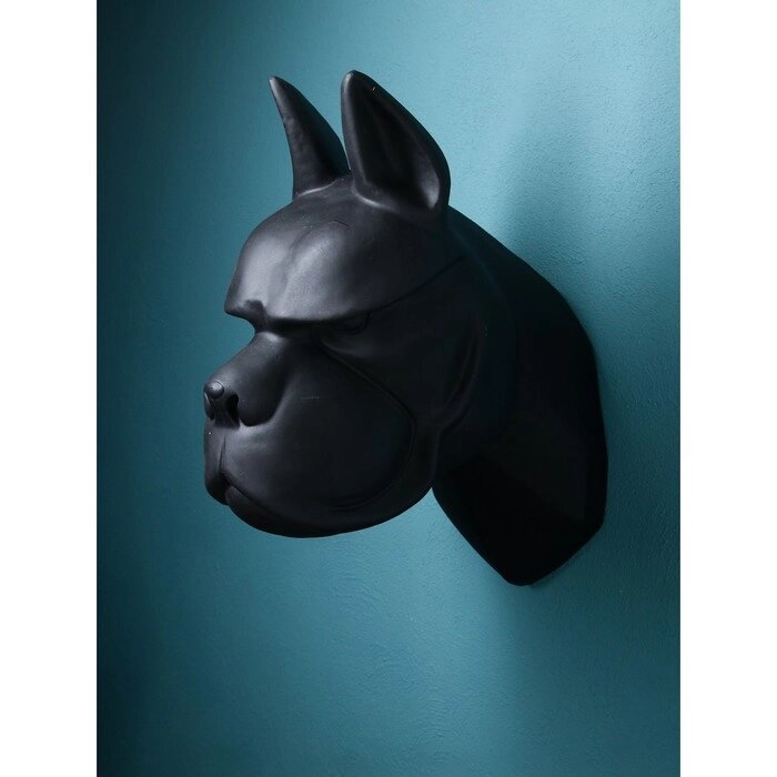 Фигура "Голова собаки", полистоун, 71 см, чёрный матовый, Иран, 1 сорт от компании Интернет - магазин Flap - фото 1