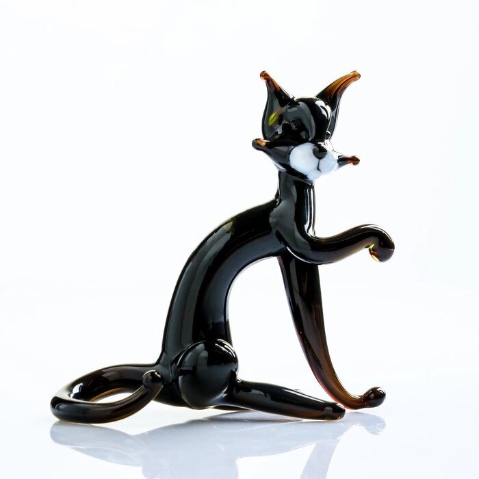 Фигура из стекла "Кот черныш" 6х7х4см от компании Интернет - магазин Flap - фото 1