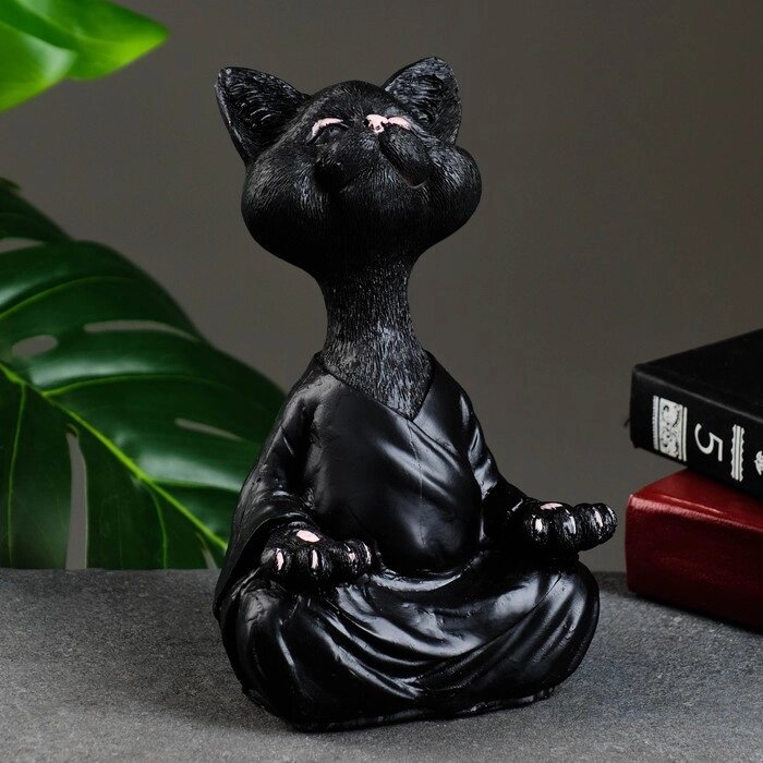 Фигура "Кошка йог" черная, 11х23х6см от компании Интернет - магазин Flap - фото 1
