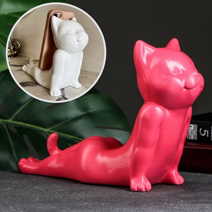 Фигура "Кот мордой вверх" розовый, 17см от компании Интернет - магазин Flap - фото 1