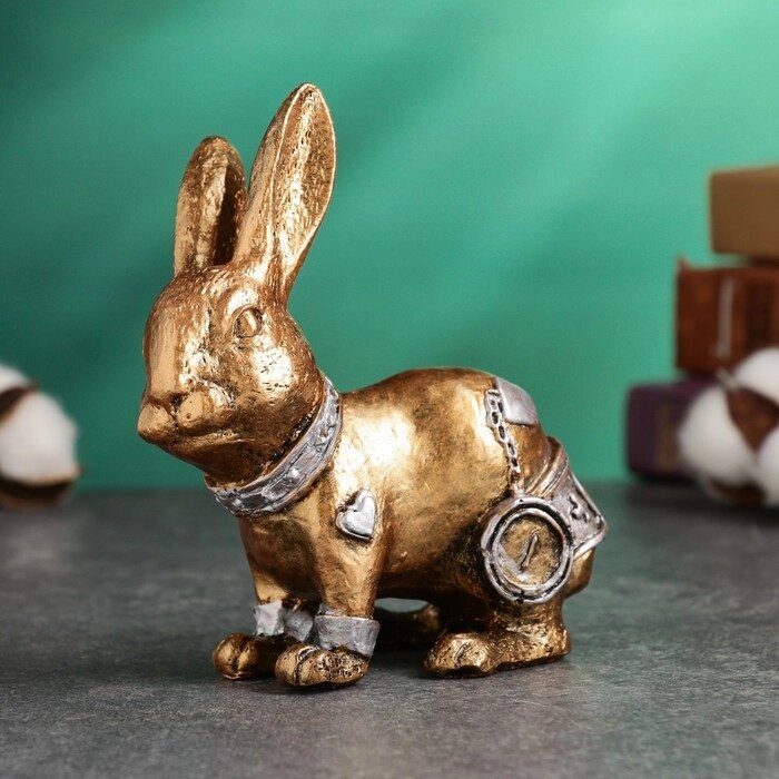 Фигура "Кролик с часами" бронза, 15см от компании Интернет - магазин Flap - фото 1