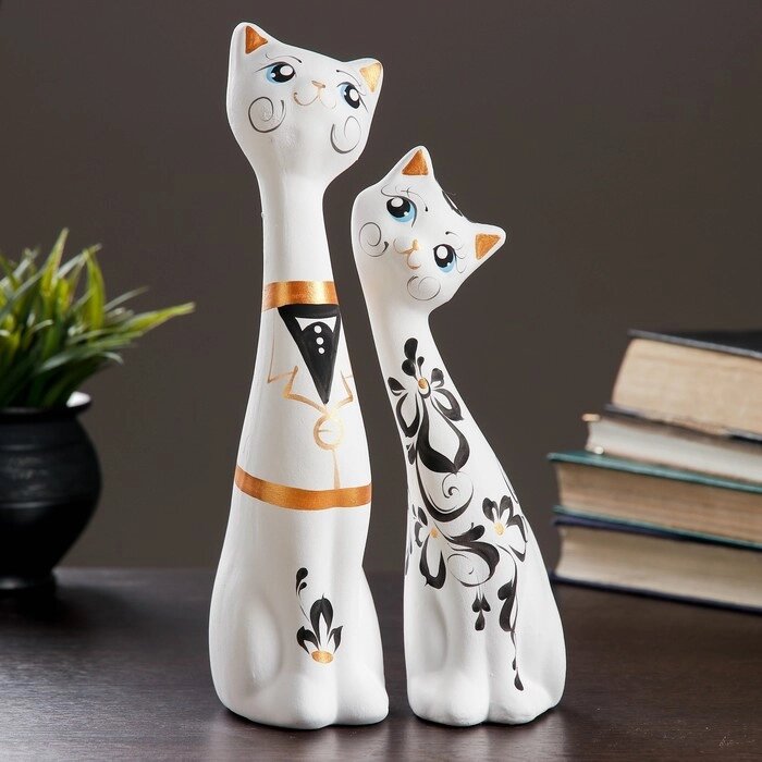 Фигура "Love Коты" набор 2шт белые 7х9х29см от компании Интернет - магазин Flap - фото 1