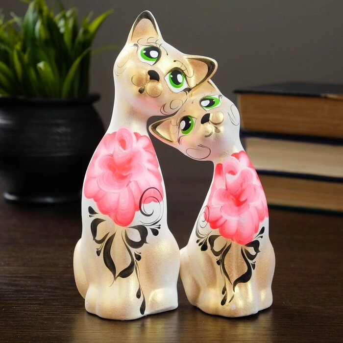 Фигура "Love Коты ушастые" 7х13х17см белые/золото (набор 2шт) от компании Интернет - магазин Flap - фото 1