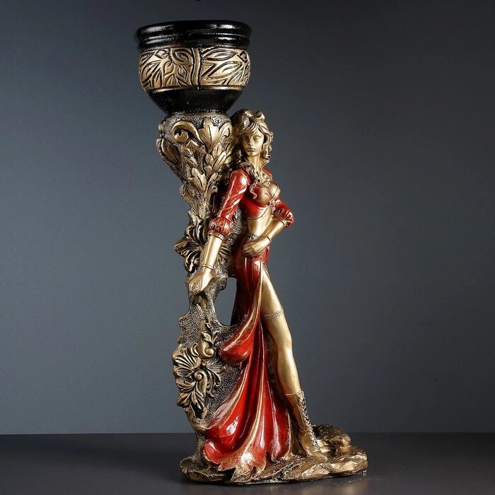 Фигура с кашпо "Девушка Диана" бронза-красный, 2 л / 24х79х36см от компании Интернет - магазин Flap - фото 1
