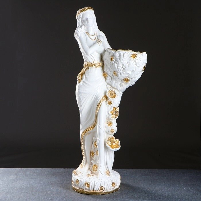 Фигура с кашпо "Лесная фея" бело-золотистый, 35х85х35см от компании Интернет - магазин Flap - фото 1