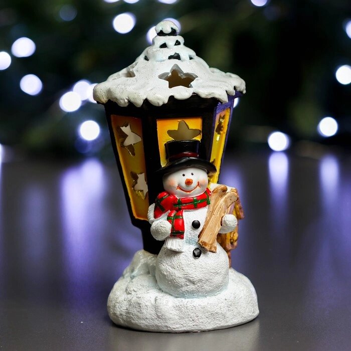 Фигура с подсветкой "Снеговик и фонарь" 10х10х18см от компании Интернет - магазин Flap - фото 1