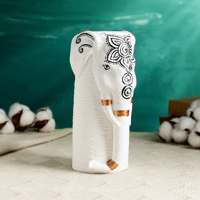 Фигура "Слон Хатхи" белая с росписью, 20см от компании Интернет - магазин Flap - фото 1