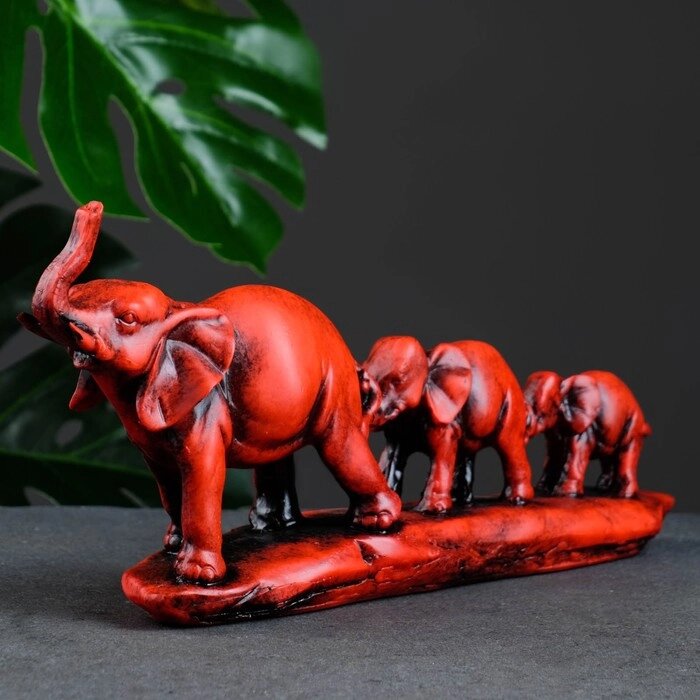 Фигура "Слоники" красный, 30х14х6см от компании Интернет - магазин Flap - фото 1