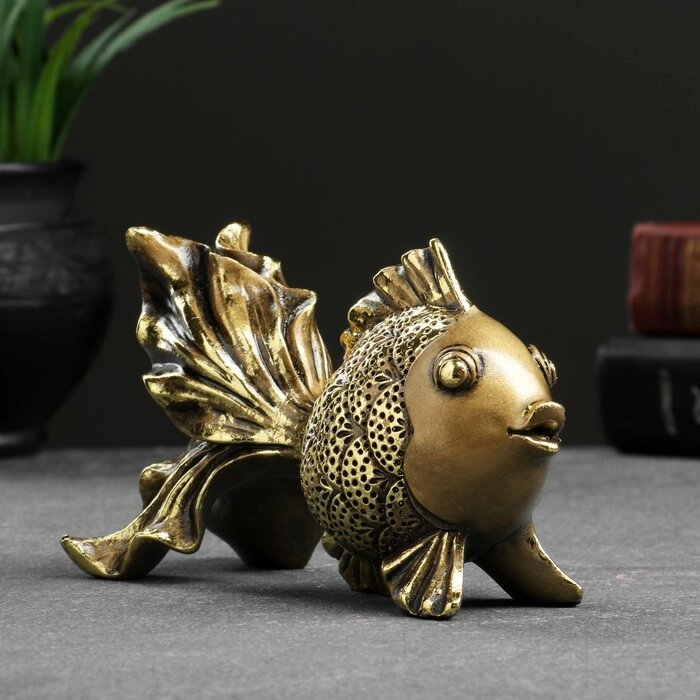 Фигура "Золотая рыбка" золото 14х6,5х8,5см от компании Интернет - магазин Flap - фото 1