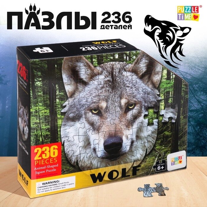 Фигурный пазл «Серый волк», 236 деталей от компании Интернет - магазин Flap - фото 1