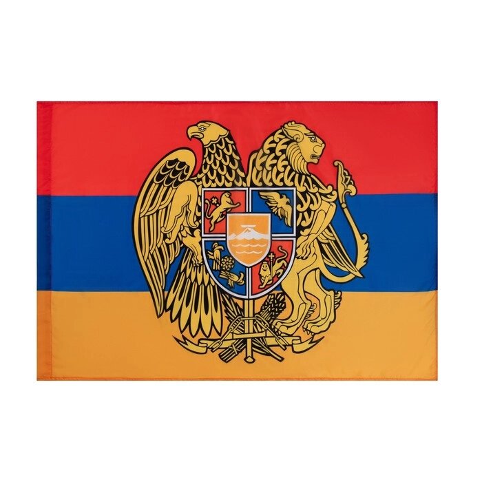 Флаг Армения с гербом, 90 х 135 см, полиэфирный шёлк, без древка от компании Интернет - магазин Flap - фото 1