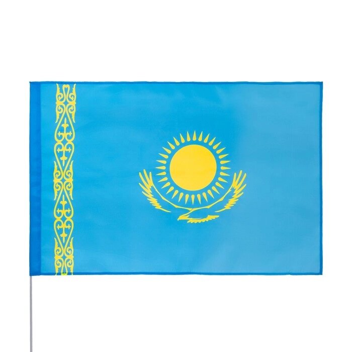 Флаг Казахстана, 90 х 135 см, полиэфирный шелк, без древка от компании Интернет - магазин Flap - фото 1