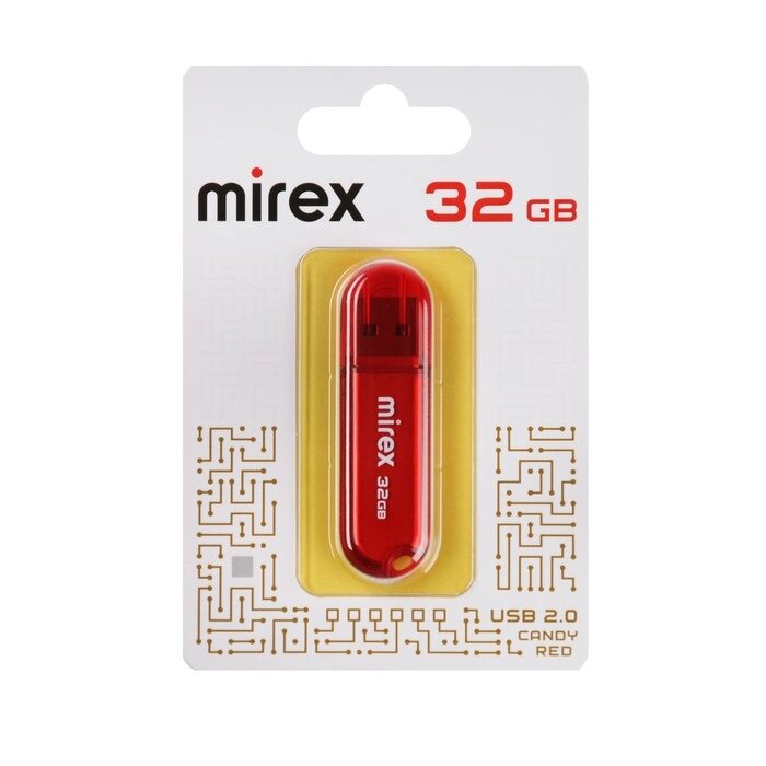 Флешка Mirex CANDY RED, 32 Гб , USB2.0, чт до 25 Мб/с, зап до 15 Мб/с, красная от компании Интернет - магазин Flap - фото 1