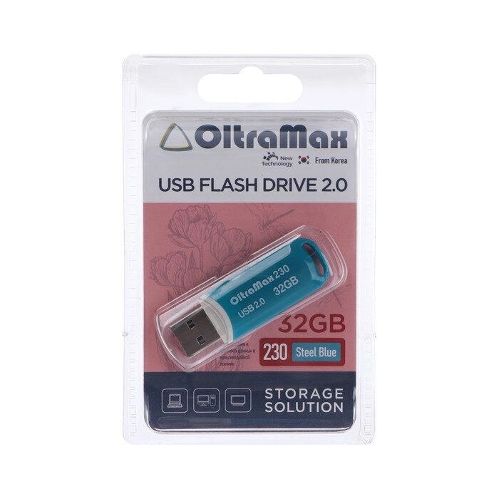 Флешка OltraMax 230, 32 Гб, USB2.0, чт до 15 Мб/с, зап до 8 Мб/с, синяя от компании Интернет - магазин Flap - фото 1