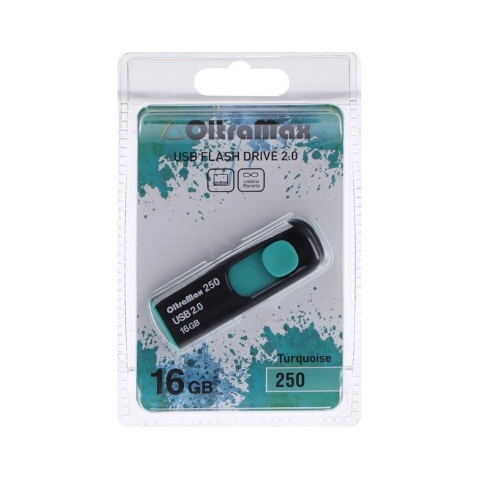 Флешка OltraMax 250, 16 Гб, USB2.0, чт до 15 Мб/с, зап до 8 Мб/с, бирюзовая от компании Интернет - магазин Flap - фото 1