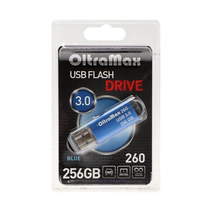 Флешка OltraMax 260, 256 Гб, USB3.0, чт до 70 Мб/с, зап до 20 Мб/с, синяя от компании Интернет - магазин Flap - фото 1