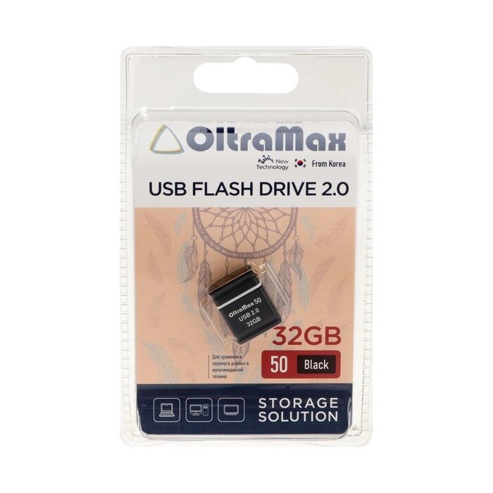Флешка OltraMax 50, 32 Гб, USB2.0, чт до 15 Мб/с, зап до 8 Мб/с, чёрная от компании Интернет - магазин Flap - фото 1
