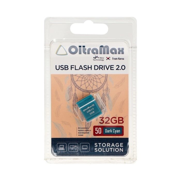 Флешка OltraMax 50, 32 Гб, USB2.0, чт до 15 Мб/с, зап до 8 Мб/с, т/зеленая от компании Интернет - магазин Flap - фото 1