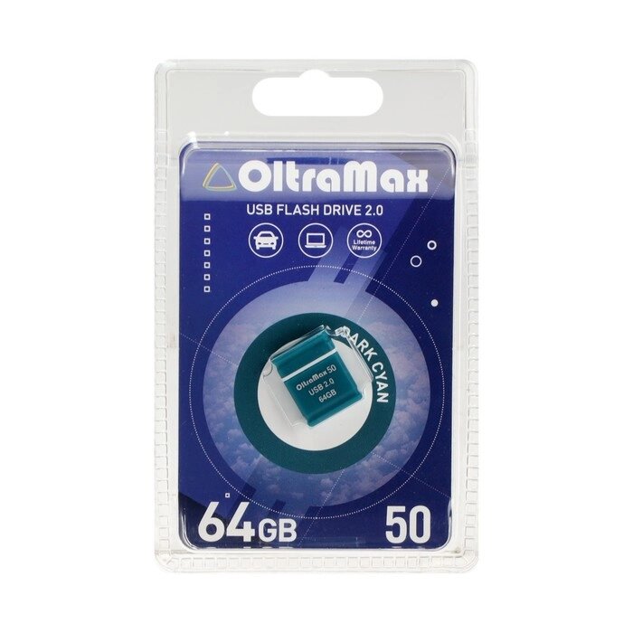 Флешка OltraMax 50, 64 Гб, USB2.0, чт до 15 Мб/с, зап до 8 Мб/с, голубая от компании Интернет - магазин Flap - фото 1