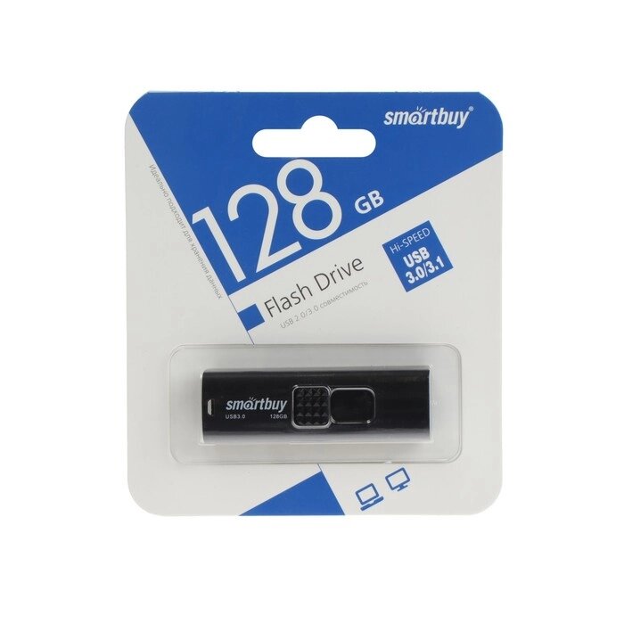 Флешка SmartBuy Fashion Black, 128 Гб, USB3.0, чт до 140 Мб/с, зап до 40 Мб/с, черная от компании Интернет - магазин Flap - фото 1