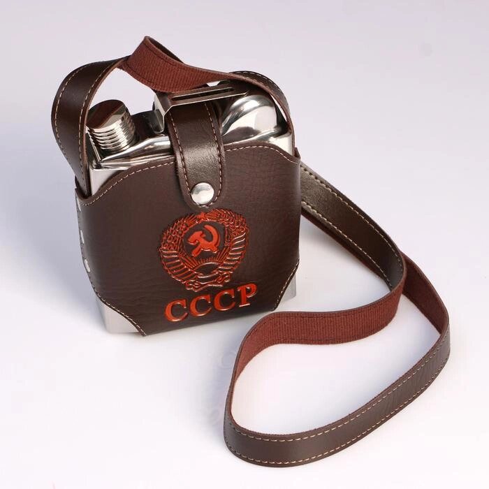 Фляжка для алкоголя и воды "СССР", нержавеющая сталь, чехол, подарочная, 540 мл от компании Интернет - магазин Flap - фото 1