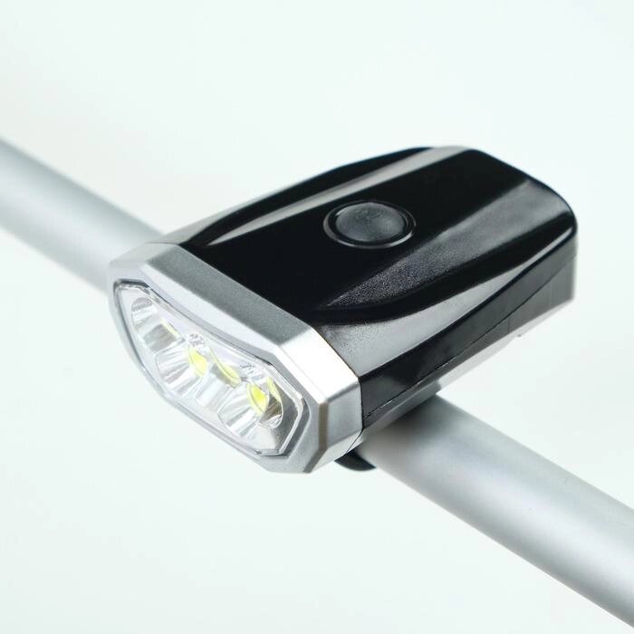 Фонарь велосипедный аккумуляторный, 1 Вт, 100 лм, 600 мАч, 6 LED, 4 режима, от USB от компании Интернет - магазин Flap - фото 1