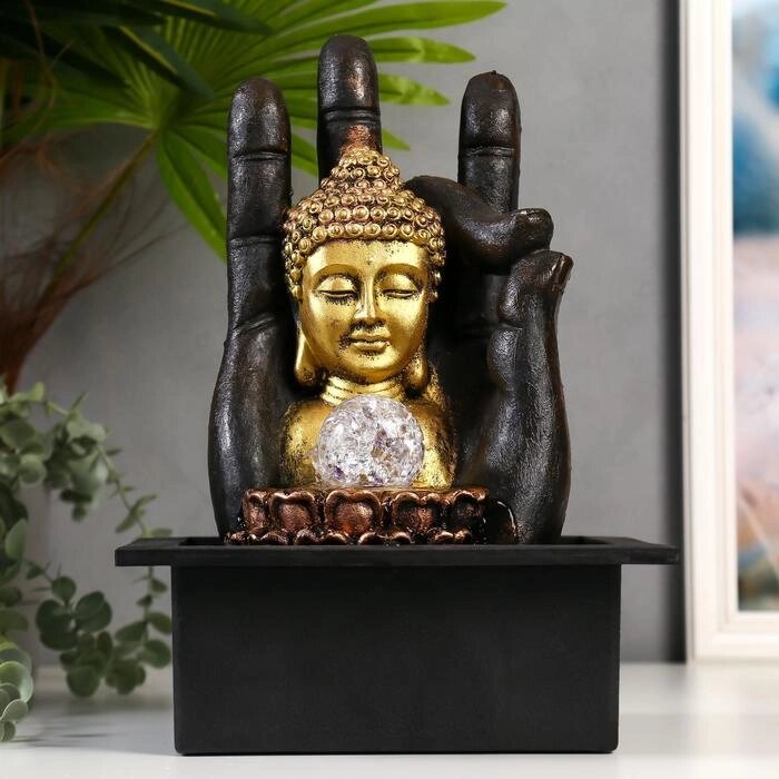 Фонтан настольный от сети, подсветка "Будда и рука" 35х20х25 см от компании Интернет - магазин Flap - фото 1