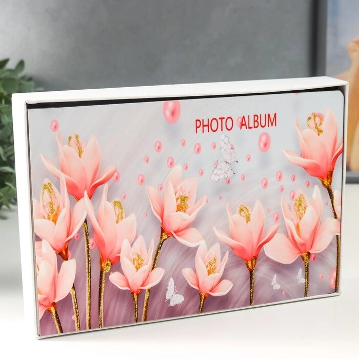 Фотоальбом на 50 фото 15х20 см "Розовые ирисы" в коробке 25,5х4х18 см от компании Интернет - магазин Flap - фото 1