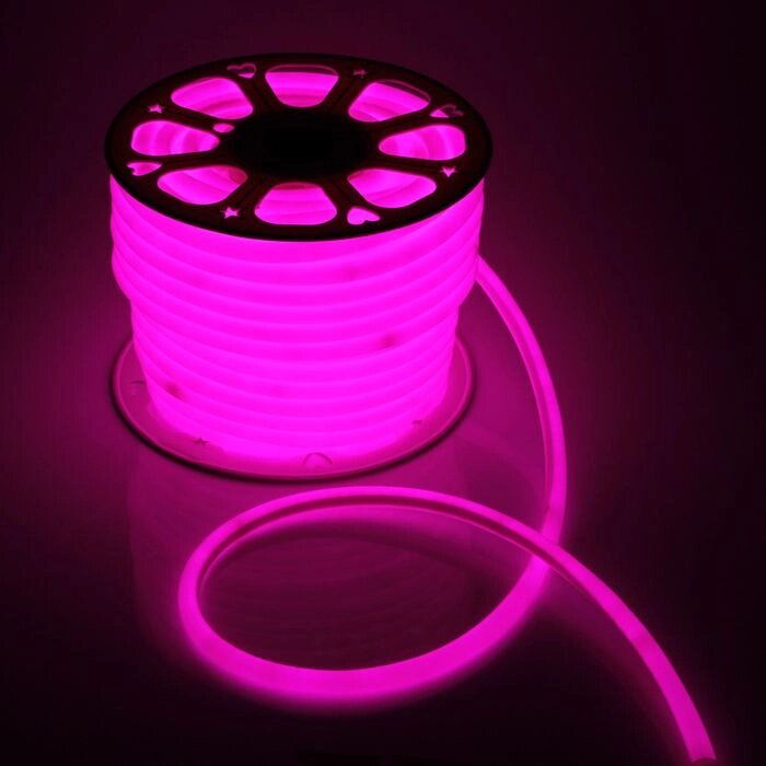 Гибкий неон Luazon Lighting 16 мм круглый, IP65, 50 м, SMD2835, 120 LED/м, 220 В, свечение розовое от компании Интернет - магазин Flap - фото 1