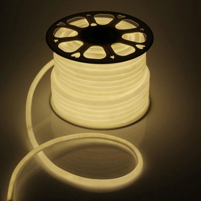 Гибкий неон Luazon Lighting 16 мм круглый, IP65, 50 м, SMD2835, 120 LED/м, 220 В, свечение тёплое белое от компании Интернет - магазин Flap - фото 1