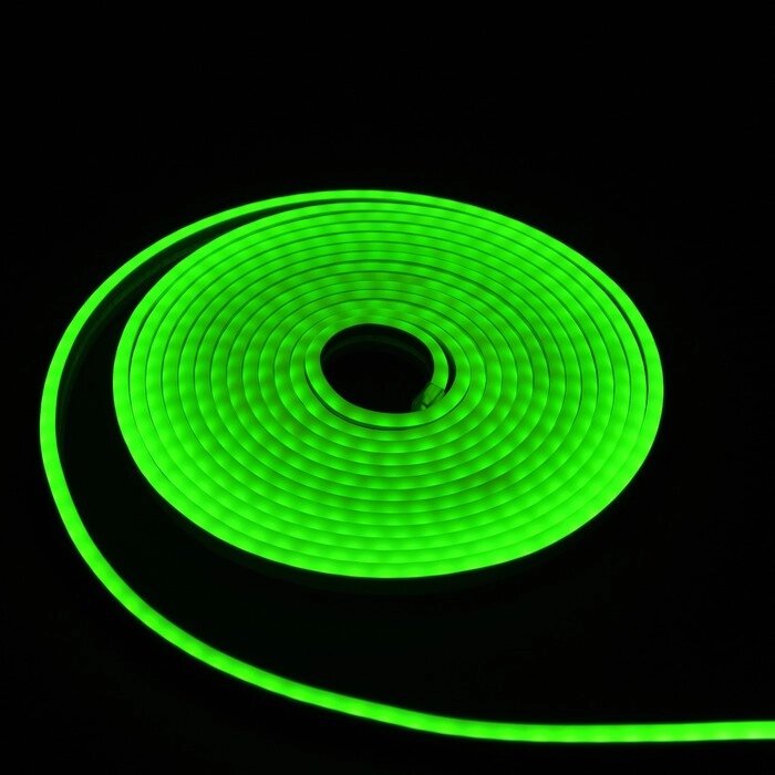 Гибкий неон Luazon Lighting 6  12 мм, IP65, 5 м, SMD2835, 120 LED/м, 12 В, свечение зелёное от компании Интернет - магазин Flap - фото 1